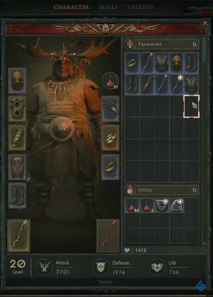 Diablo 4 Druide Charakter Screen 2019