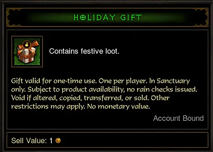 Diablo 3 Holiday Gift
