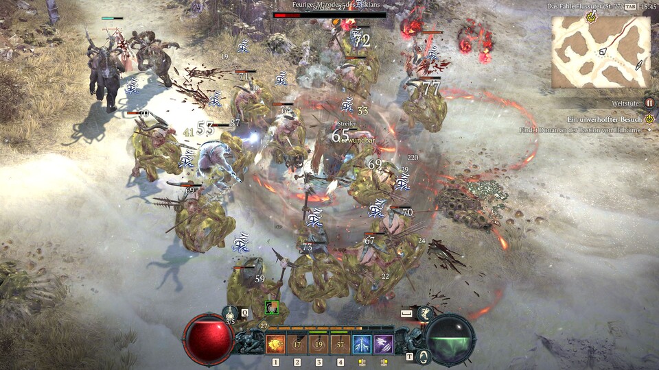 Wildes Gemetzel: Diablo 4 wirft euch etliche Feinde entgegen; die folgenden Kämpfe sind ein unwiderstehlicher Mix aus taktischer Positionierung und befriedigendem Totklicken.